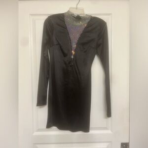 Black long sleeve dress with rhinestones sz S